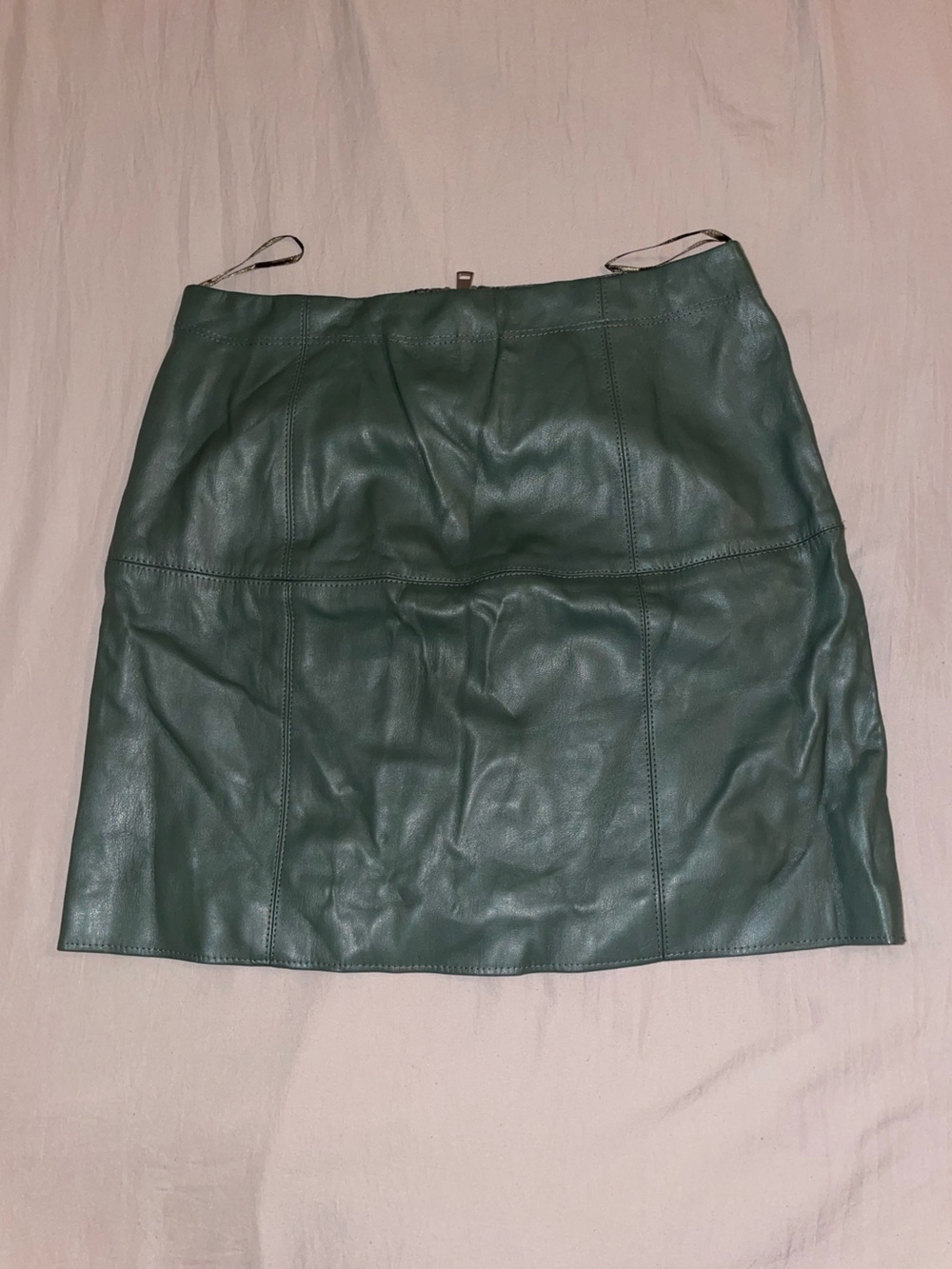 River Island Dark Green Faux Leather Mini Skirt